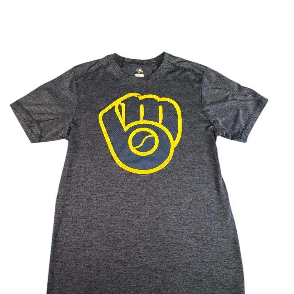 Milwaukee Brewers T Shirt Mens Small Blue Logo MLB TX3 Cool Athletic Tee